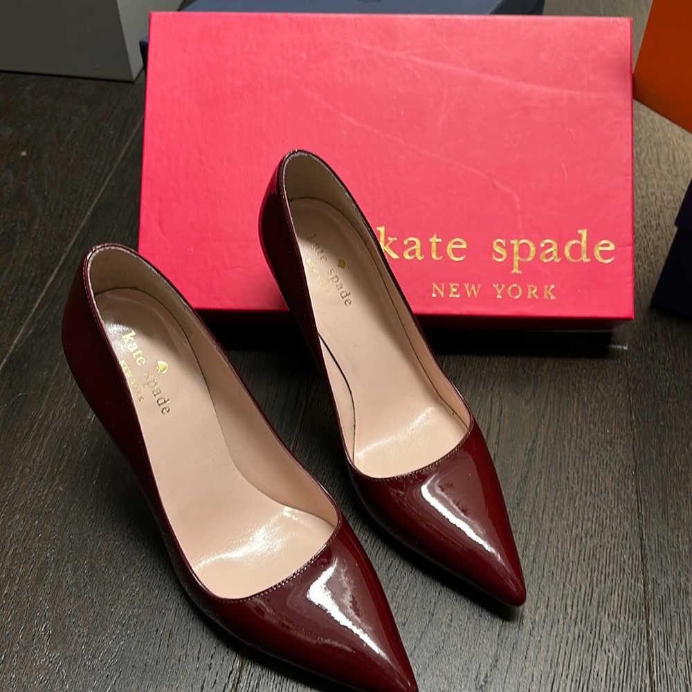 Kate Spade New York patent leather pumps burgundy color